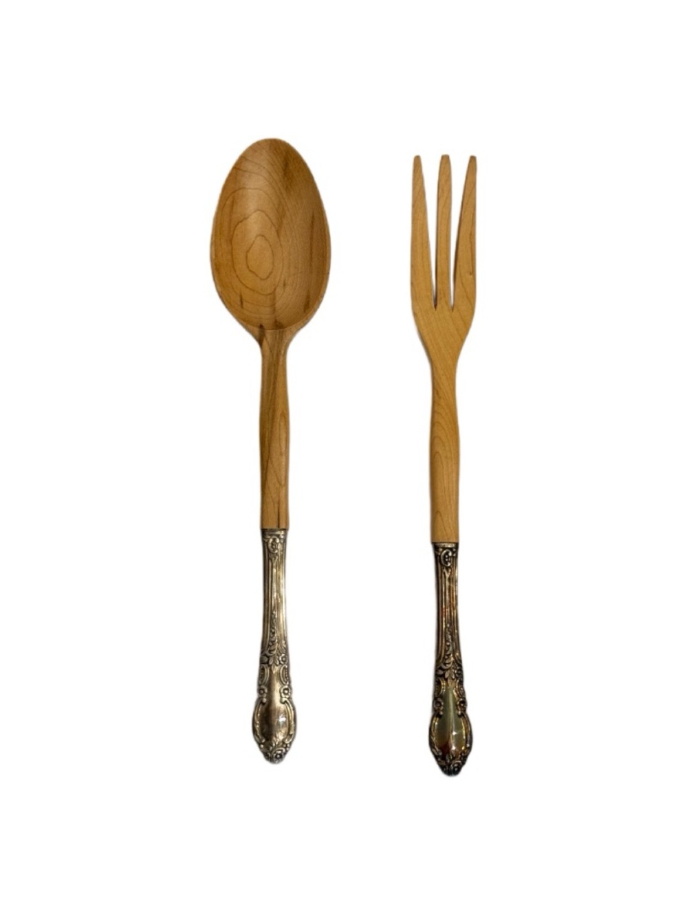 Wood Salad Serving SET Enchantment 1881 Rogers LONDONTOWN Oneida Silverplate